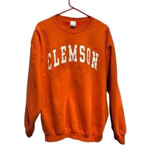 Vintage 90's University Of Clemson Tigers Gildan Orange Crewneck Size Large